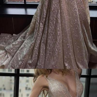  Hot Sale Engrossing Silver Long Evening Prom Dress With Zipper Sequin Organza Sweep Train Dresses
