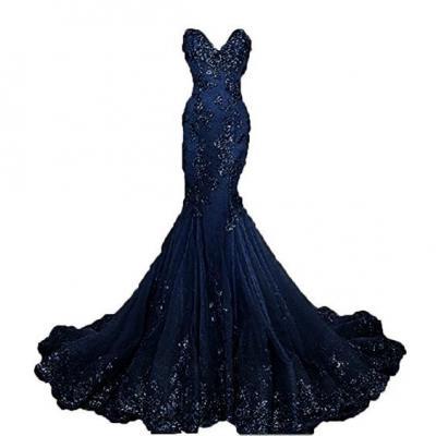 Sweetheart, Long Prom Dress ,Mermaid, Applique Evening Gown, Formal Dress,evening dress, Customize Made  new fashion ,Prom Dress