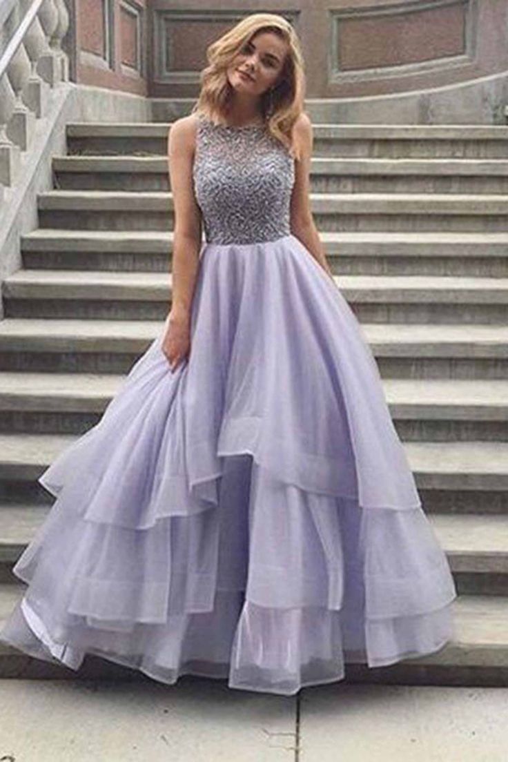 Light Purple Prom Dresses Open Back