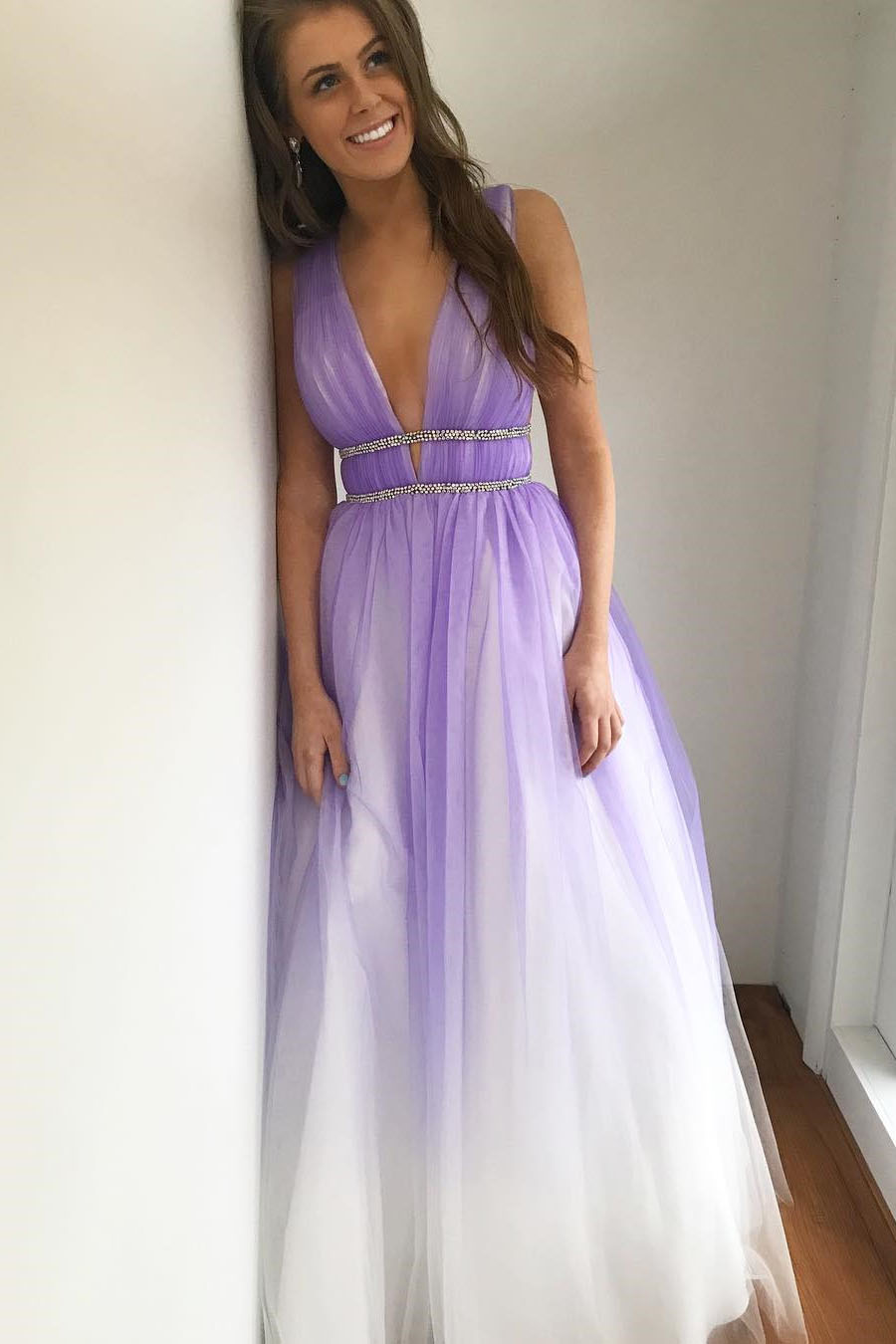 white purple ombre dress