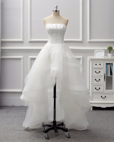 strapless high low wedding dress
